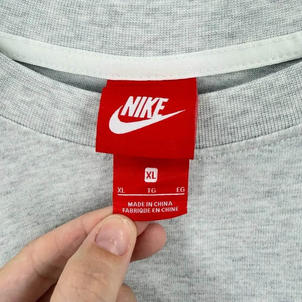 Nike Light Gray Logo Athleisure Lightweight Fall School Simple Sporty Sweatshirt